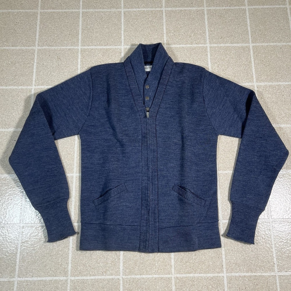 Vintage‎ 1970s 100% Virgin Wool Union Made Made In USA Zip Up Sweater Size Large